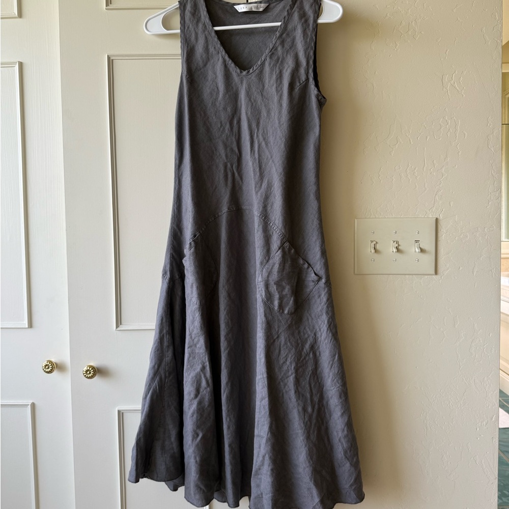 Luna Luz Linen Sleeveless Pocketed Dress Size XS